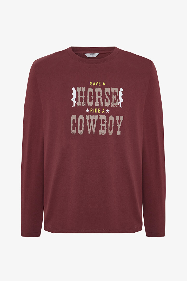 Erkek Cowboy Slogan Baskılı Pijama Takımı - 2