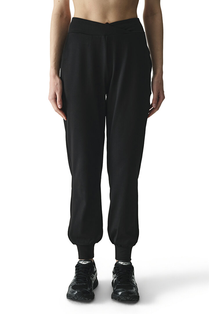 Black High-Waisted Sweatpants - 2