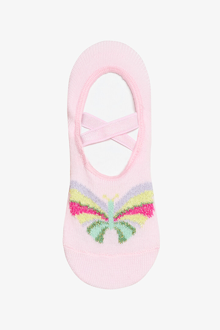 Kız Çocuk Butterfly Açık Pembe Babet Çorap - 1