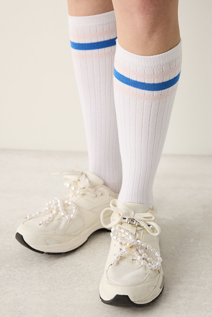 Sanrio Stripe White Pant Socks - 1