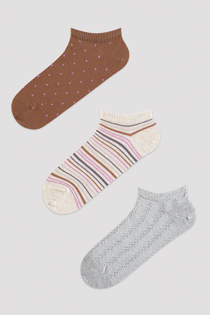 Multi Colour Stripe Mini Dot 3in1 Liner Socks - 1