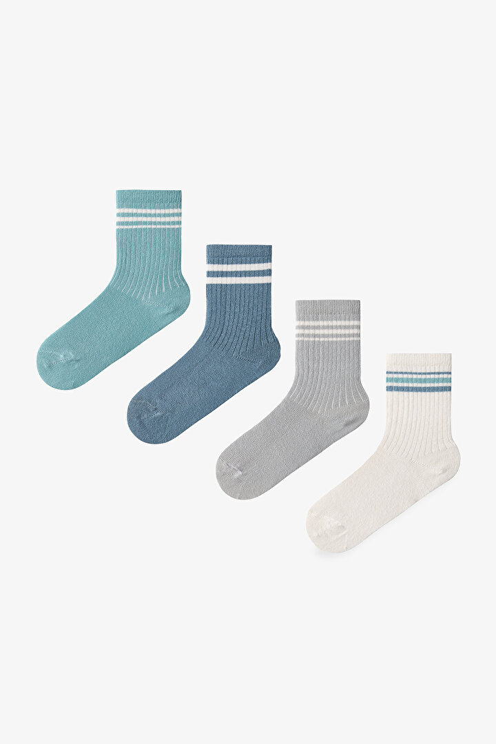 Mavi Erkek Çocuk Zen Stripes 4'lü Soket Çorap - 1