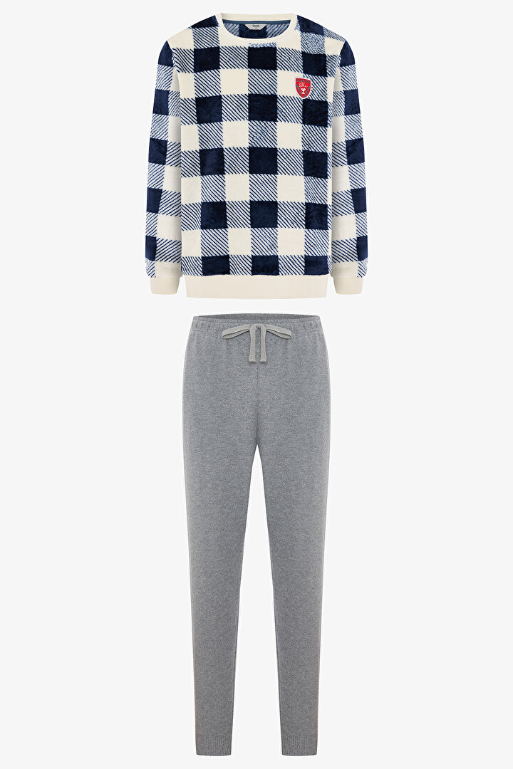 Plaid Man Oversize Gingham Jogger Pajama Set - 1