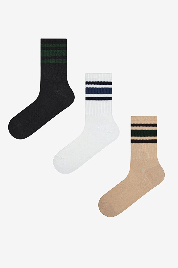 Man Thick Line 3in1 Multi Colour Socket Socks - 1