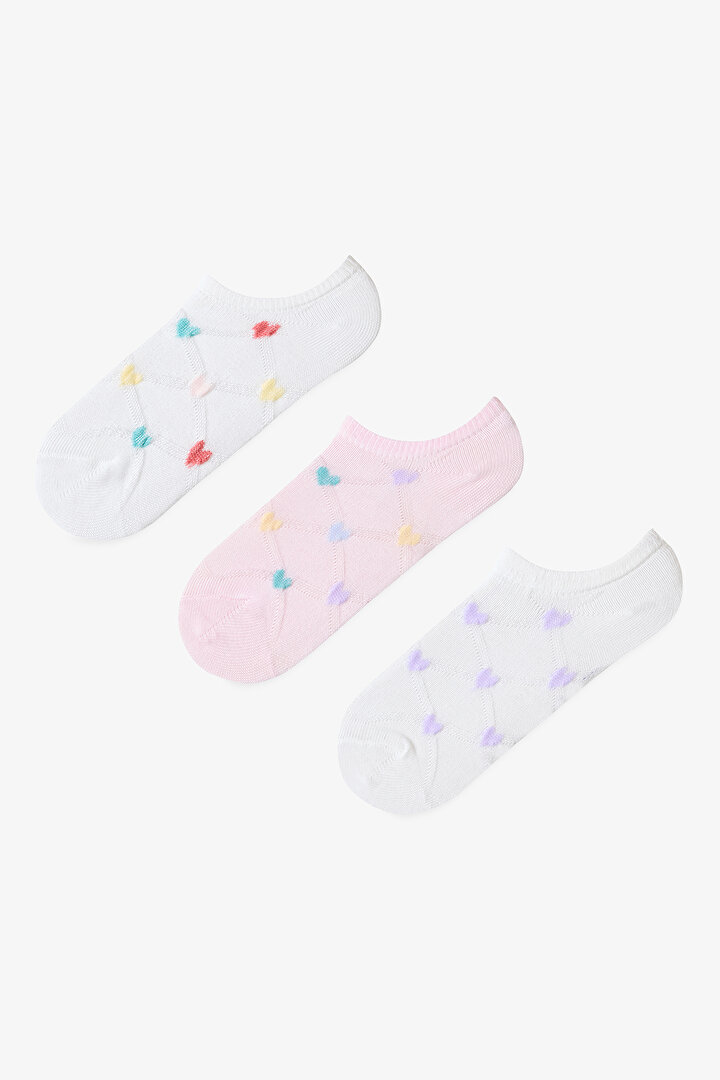 Multicolor Girls Vibrant Hearts 3in1 Liner Socks - 1