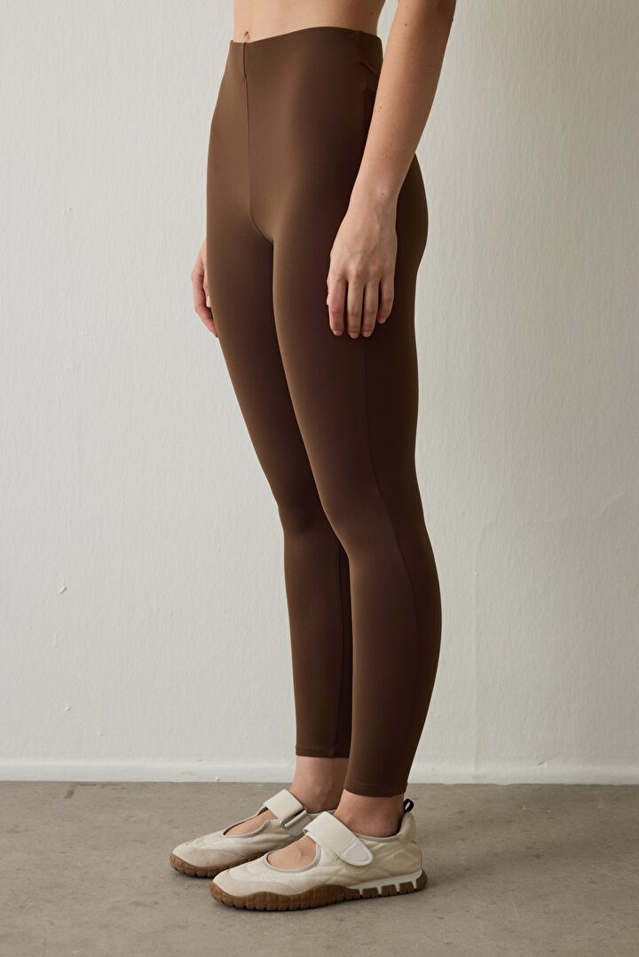 Brown Warm High Waist Leggings - 1