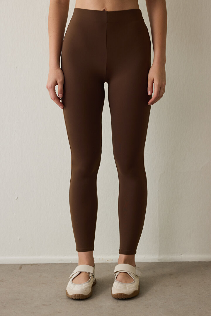 Brown Warm High Waist Leggings - 2