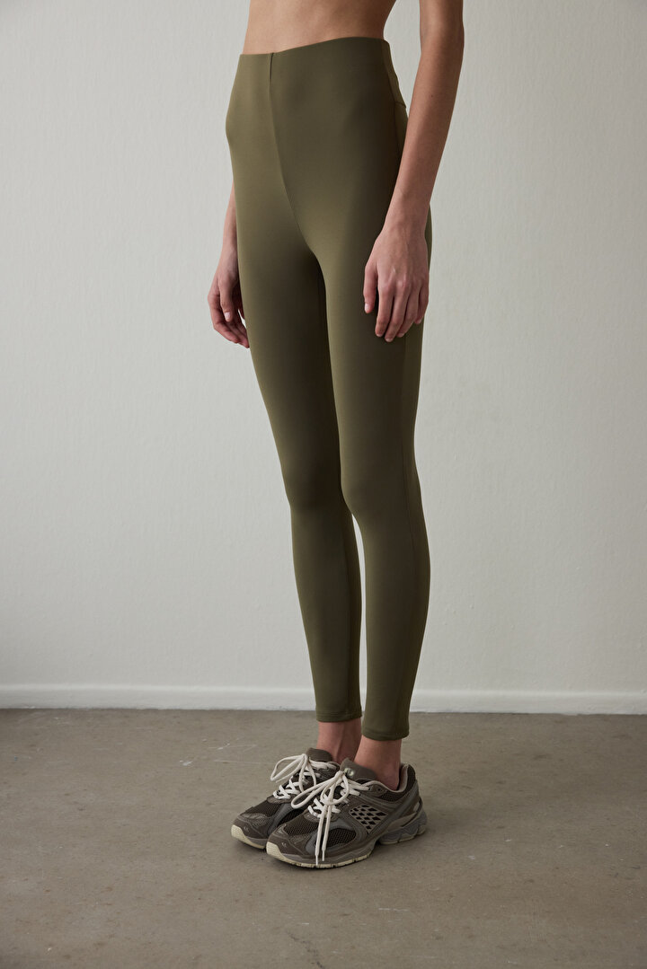 Dark Olive Warm High Waist Leggings - 1
