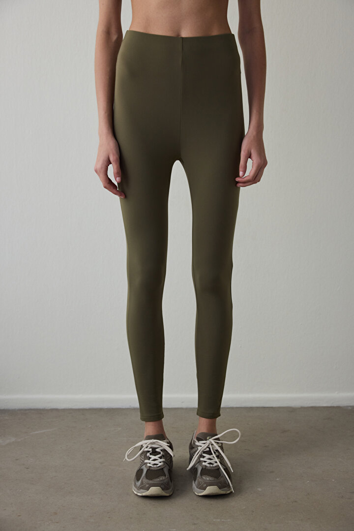 Dark Olive Warm High Waist Leggings - 2