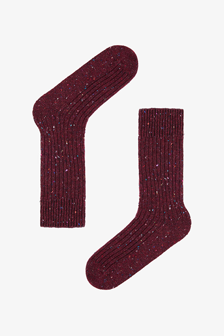 Erkek Ribbed Bordo Soket Çorap - 1