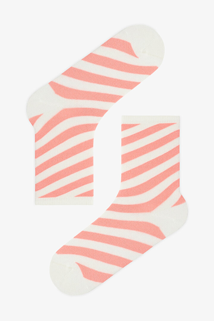 3 Çift Burun Dikişsiz Pamuklu Renkli Geometrik Desenli Soket Çorap - 2