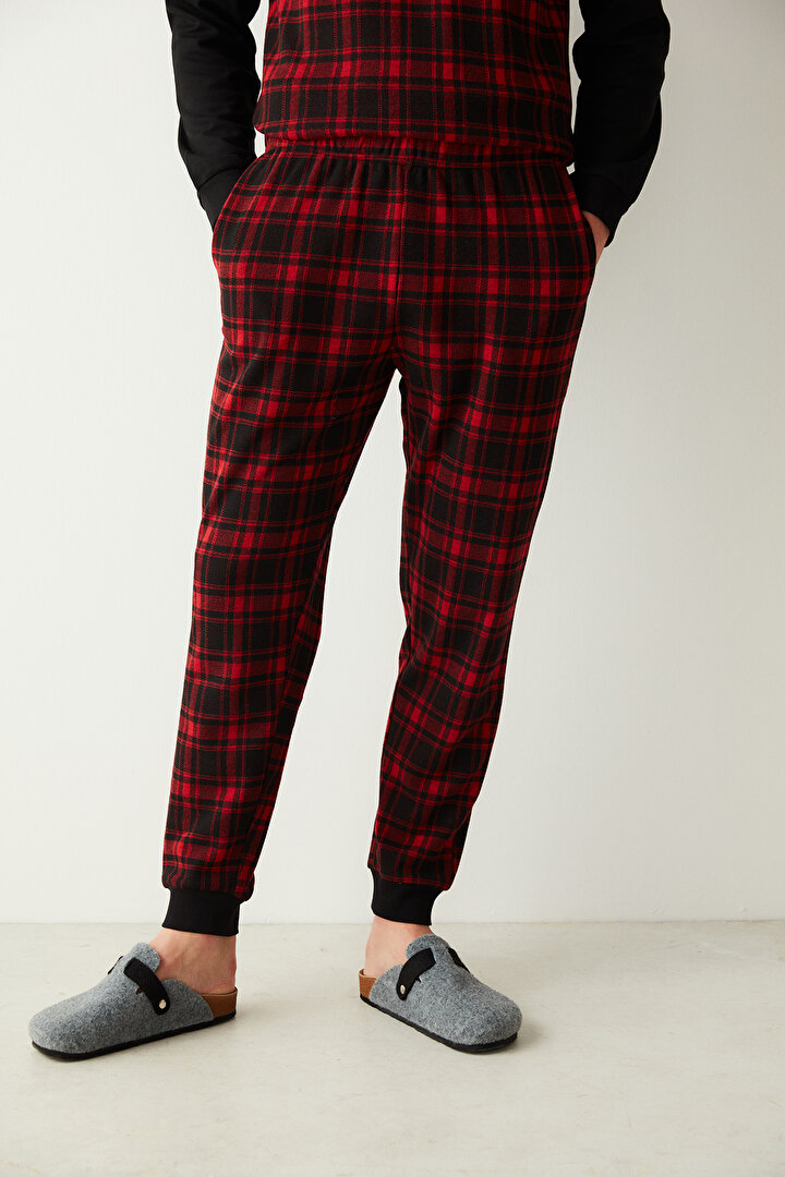 Kırmızı Erkek Kareli Pantolon Pijama Altı - 2