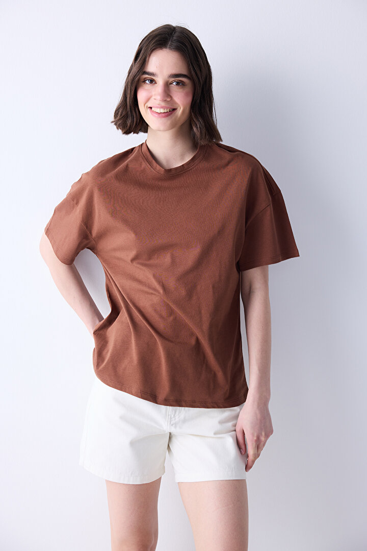 Oversize Kahverengi T-Shirt - 2