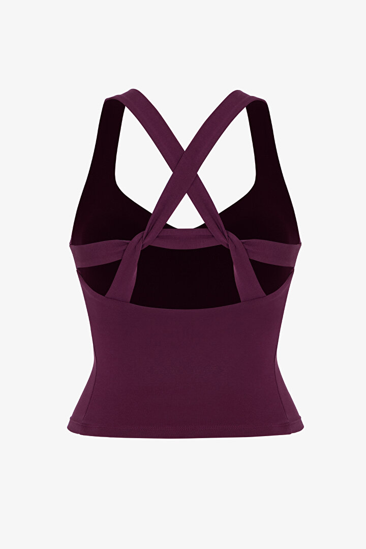 Burgundy Twisted Back Blouse - 2