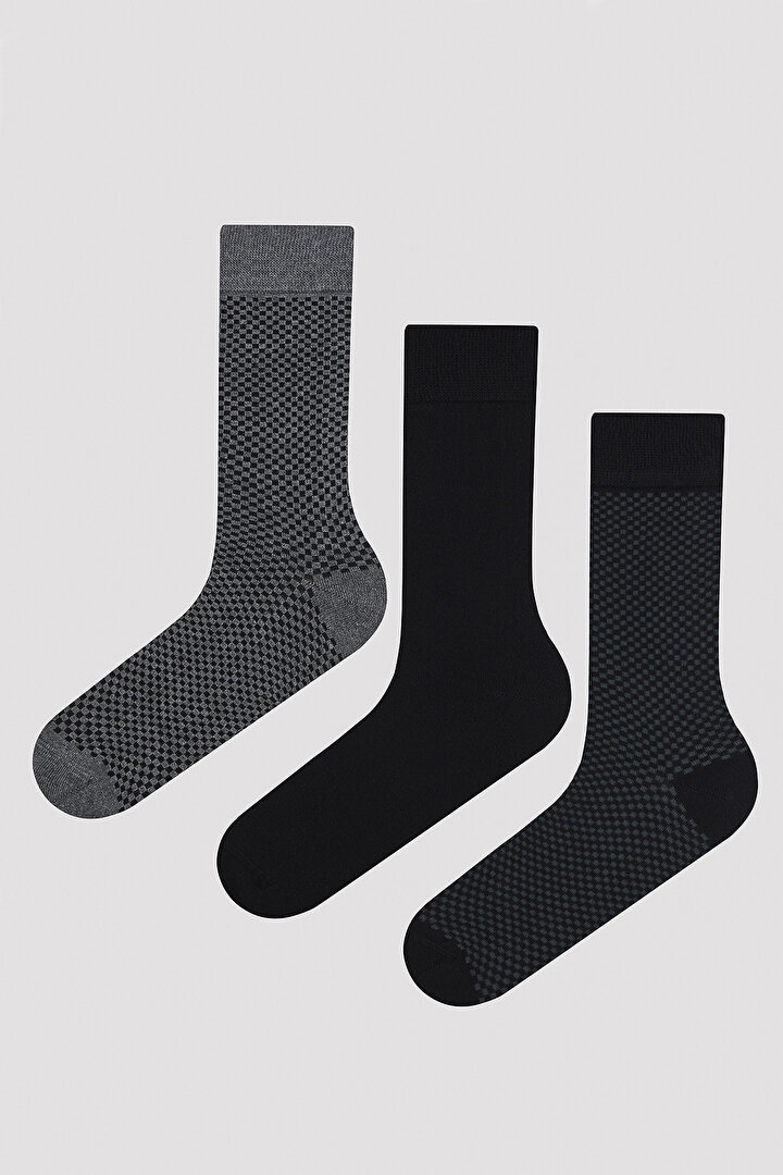 Erkek Puantiyeli 3lü Soket Çorap - 1
