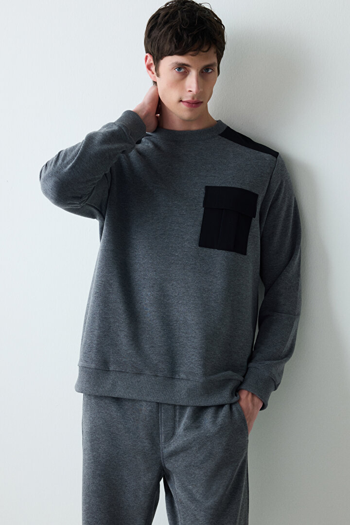 Erkek Timeless Antrasit Melanj Sweatshirt - 2