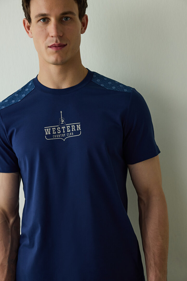 Indigo Man Western Slogan Short Sleeve Cotton Pajama Set - 2