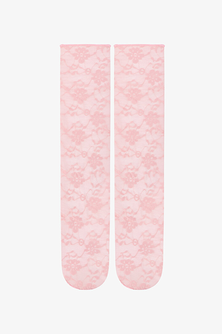 Çiçekli Dantel Soket Çorap - 1
