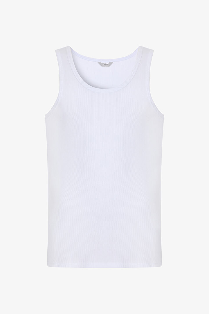 Man White Ribbed Athlete - 1