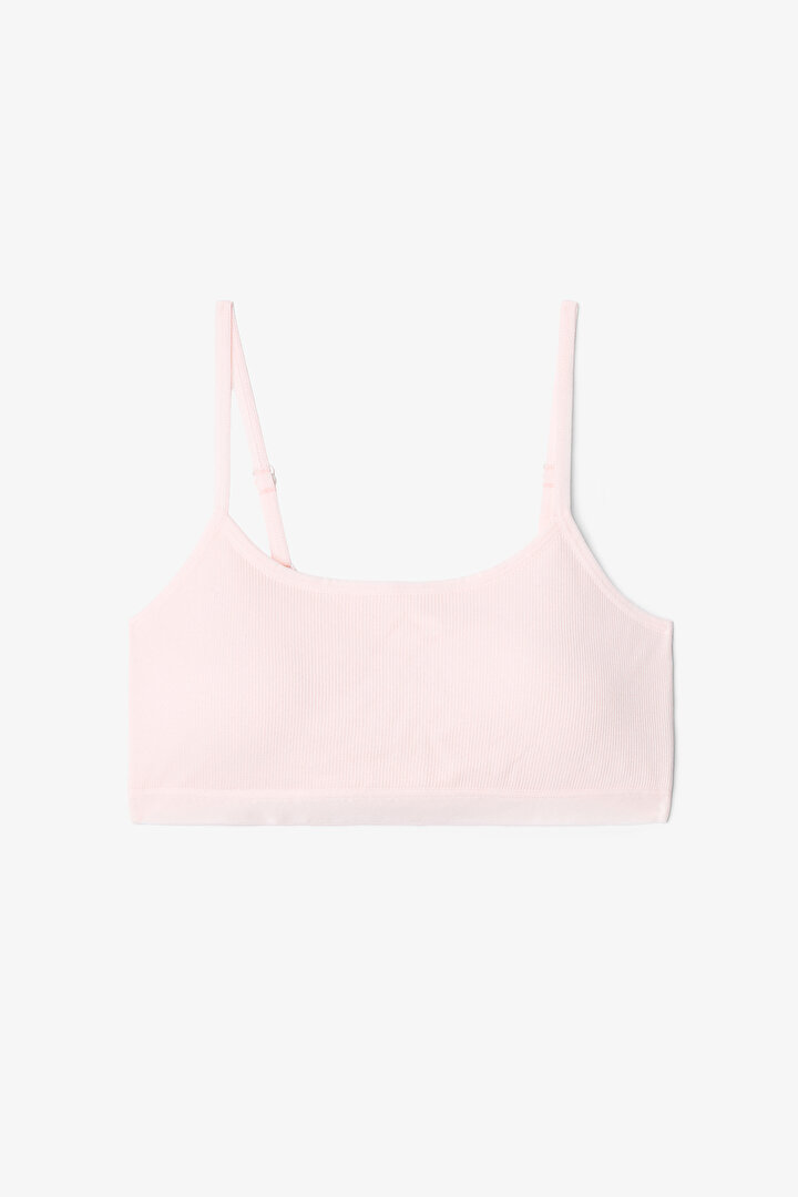 Açık Pembe Kız Çocuk Pedli Ayarlanabilir Askılı Crop Büstiyer - 1