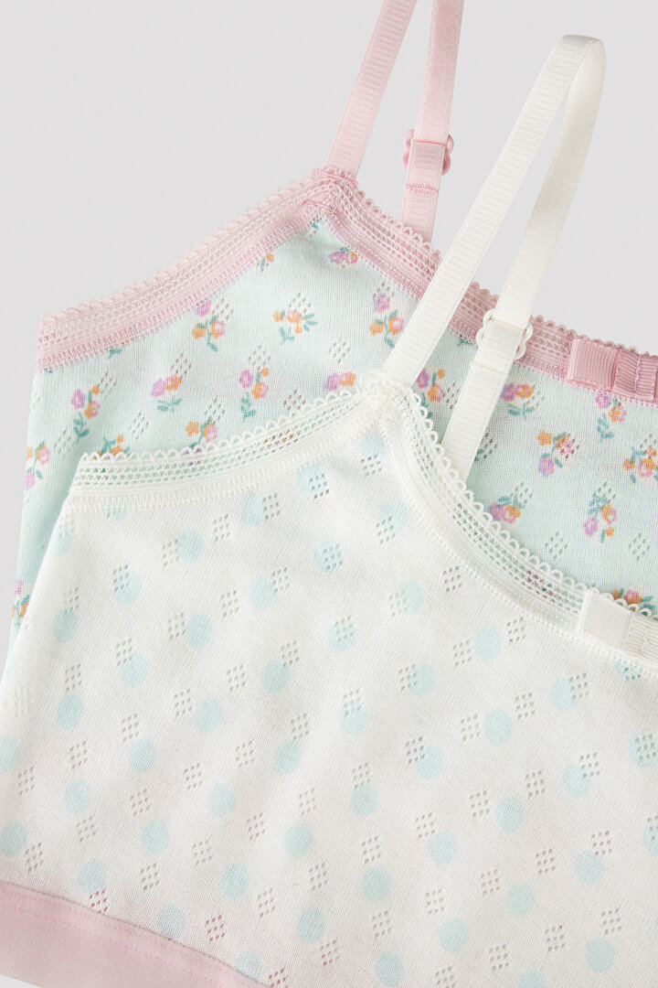 Girls Dot Retro Flower 2in1 Crop Top - 4