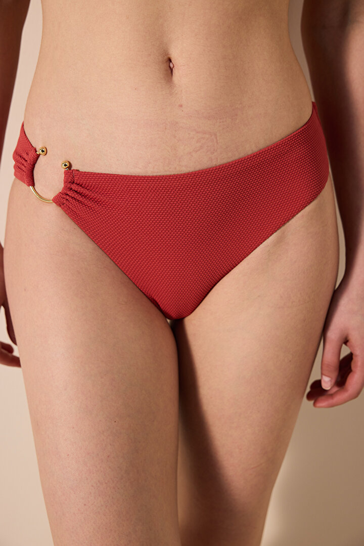 Ekua Side Textured Cinnamon Bikini Bottom - 1