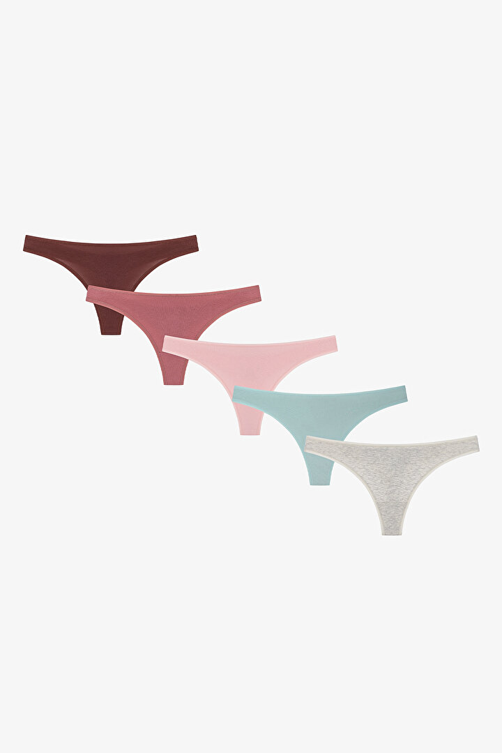 Renkli Macaroon 5'li Pamuklu Tanga Külot - 1