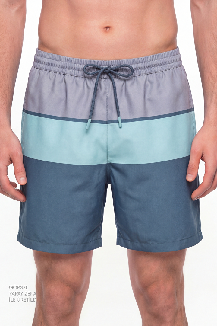 Erkek Renkli Mindful Colour Block Şort - 1