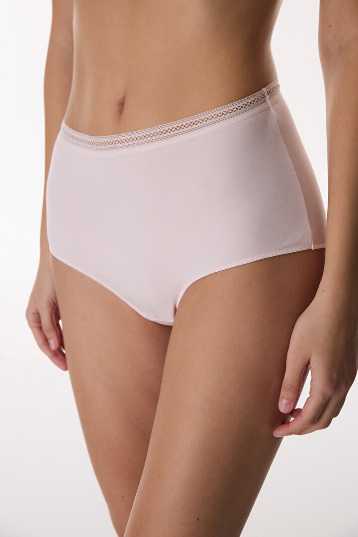 Açık Pembe Easy Pamuklu Trim Yüksek Bel Slip Külot - 2