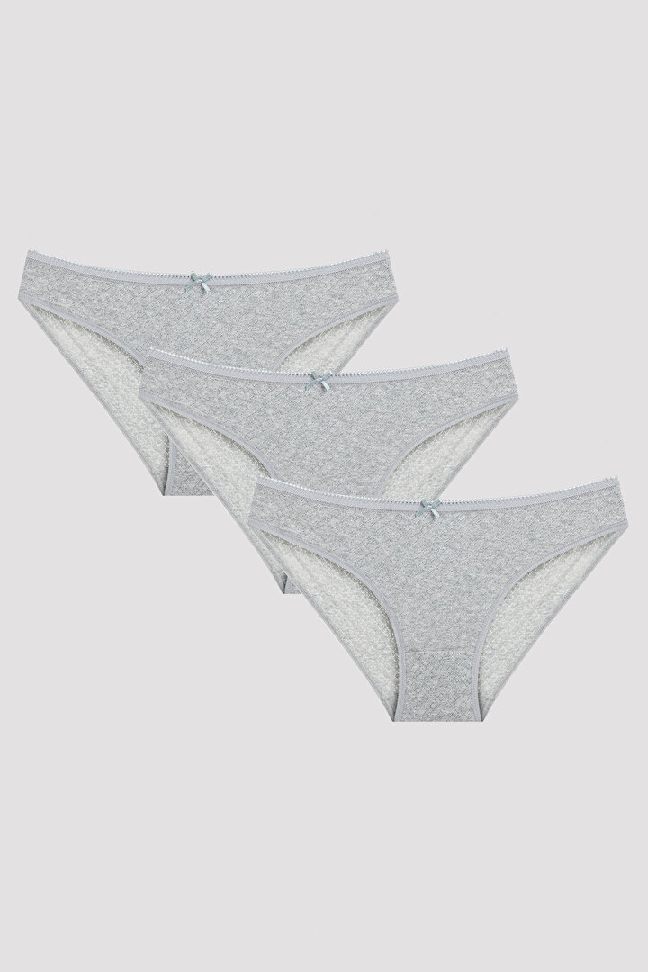 Gri Soft Pointel 3lü Slip Külot - 1