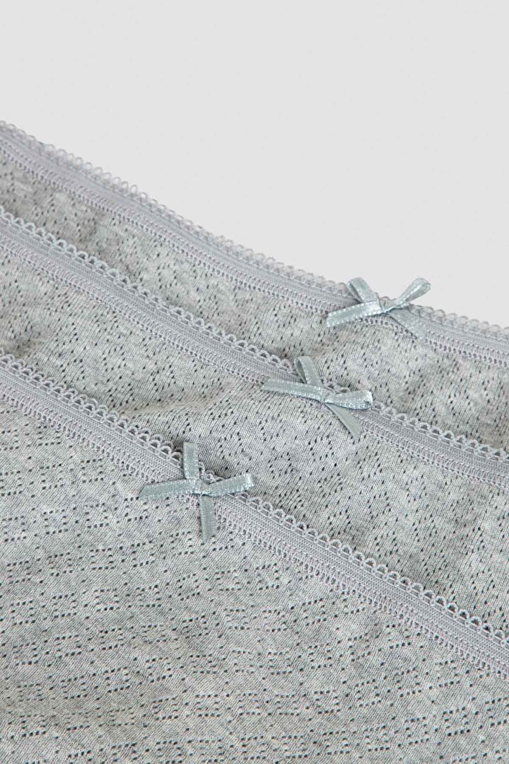 Gri Soft Pointel 3lü Slip Külot - 2