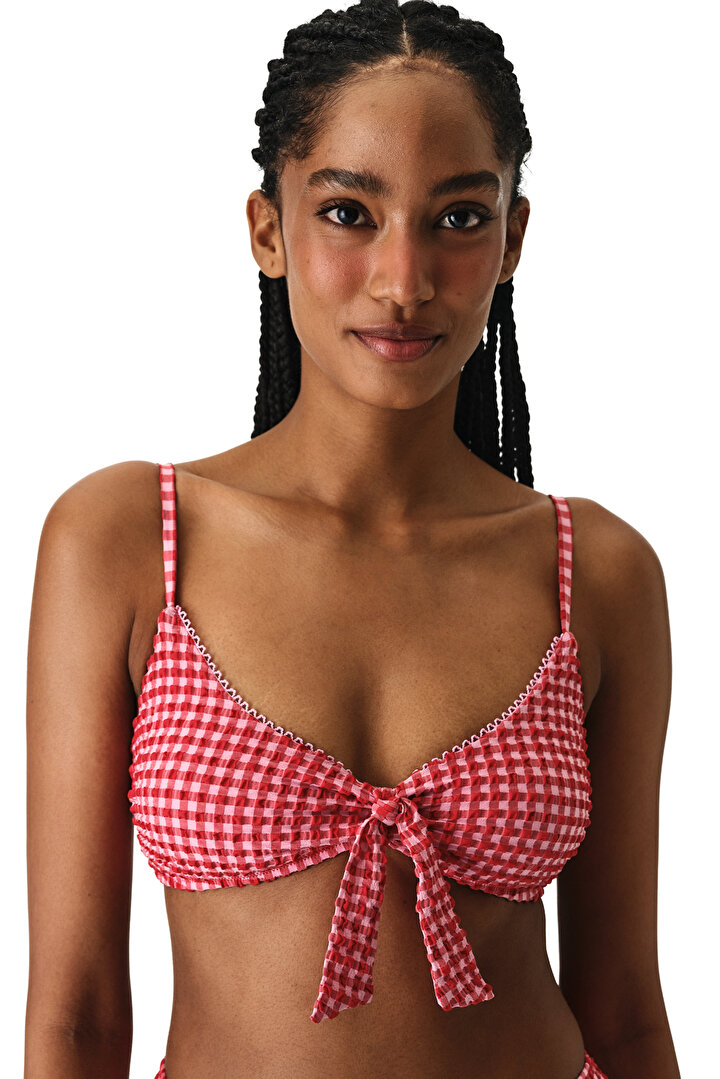 Renkli Paulina Üçgen Knot Bikini Üstü - 1
