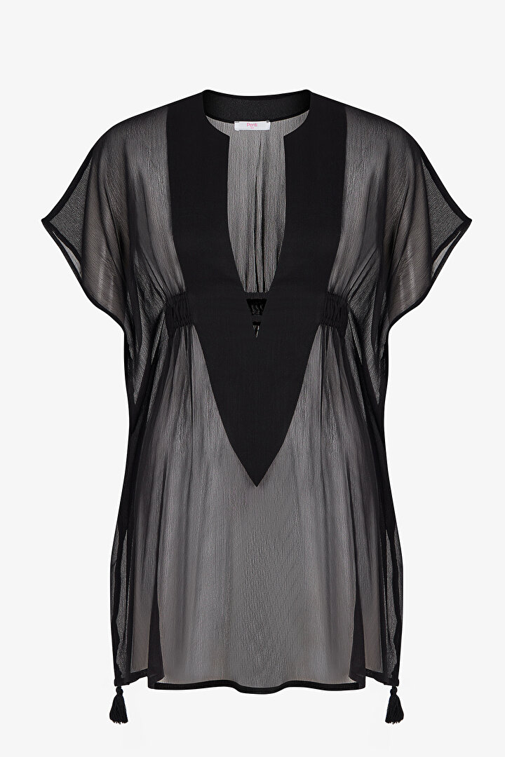 Siyah Basic Kaftan - 1