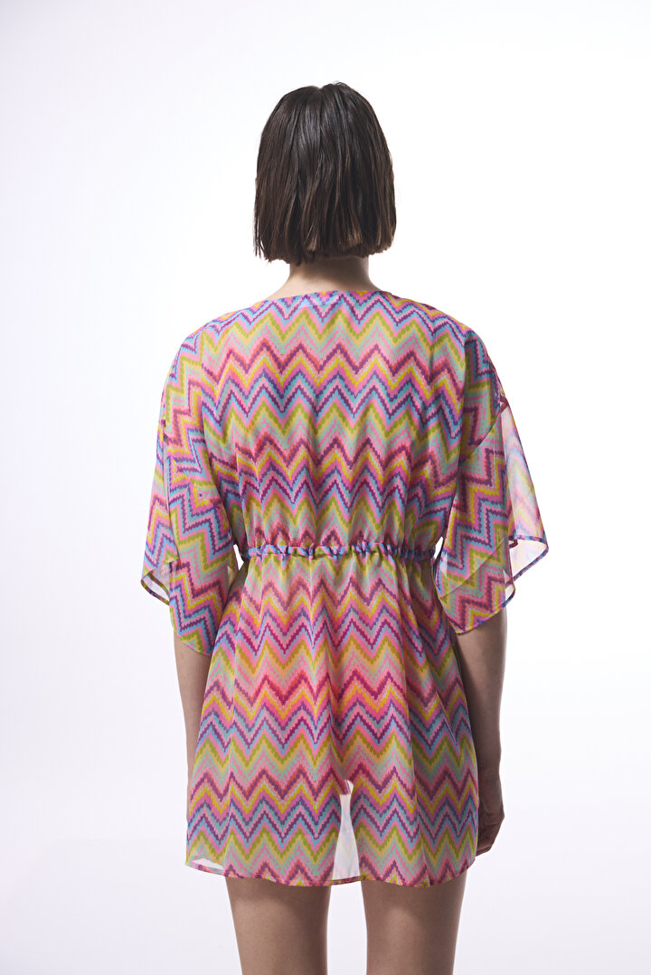 Renkli Zigzag Kimono  Plaj Giyim - 2