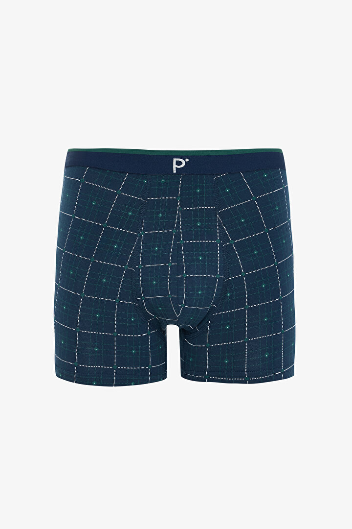Erkek Geometrik Desenli Logolu 3'lü Boxer - 2