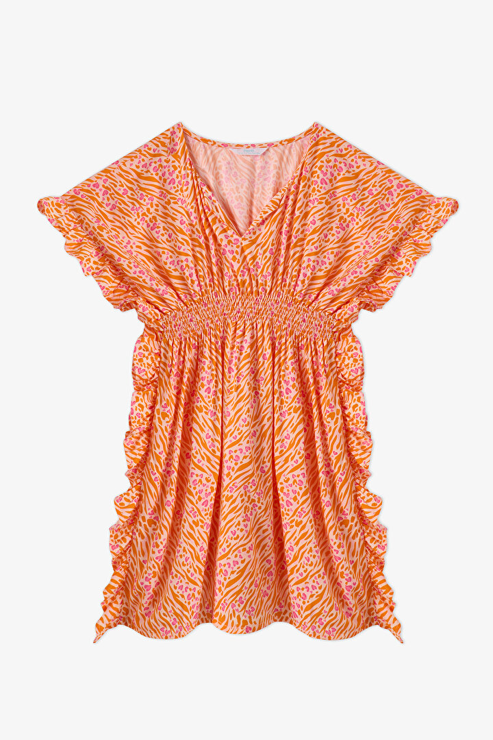 Girls' Safari Leopard Patterned Pom-Pom Kaftan - 1