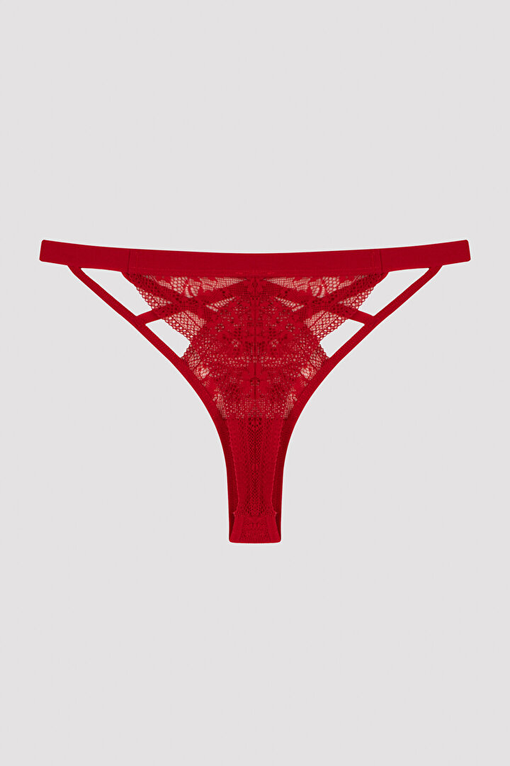 Tango Red Strap Detailed Thong Bottom - 4