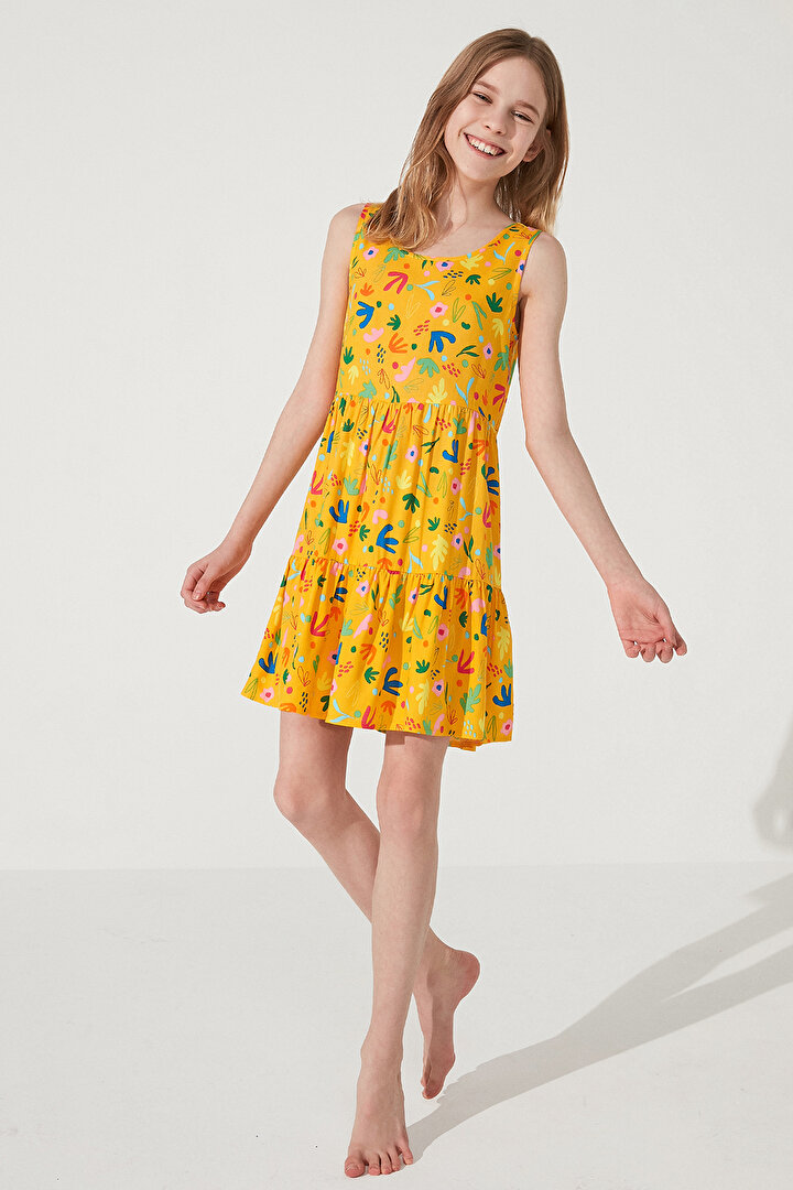 Teen Cute Printed Elbise - 1