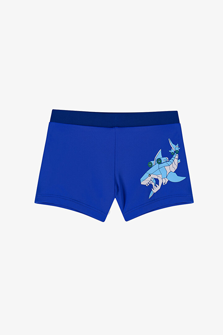 Multicolor Boys Digital Shark Trunk Swimsuit - 1