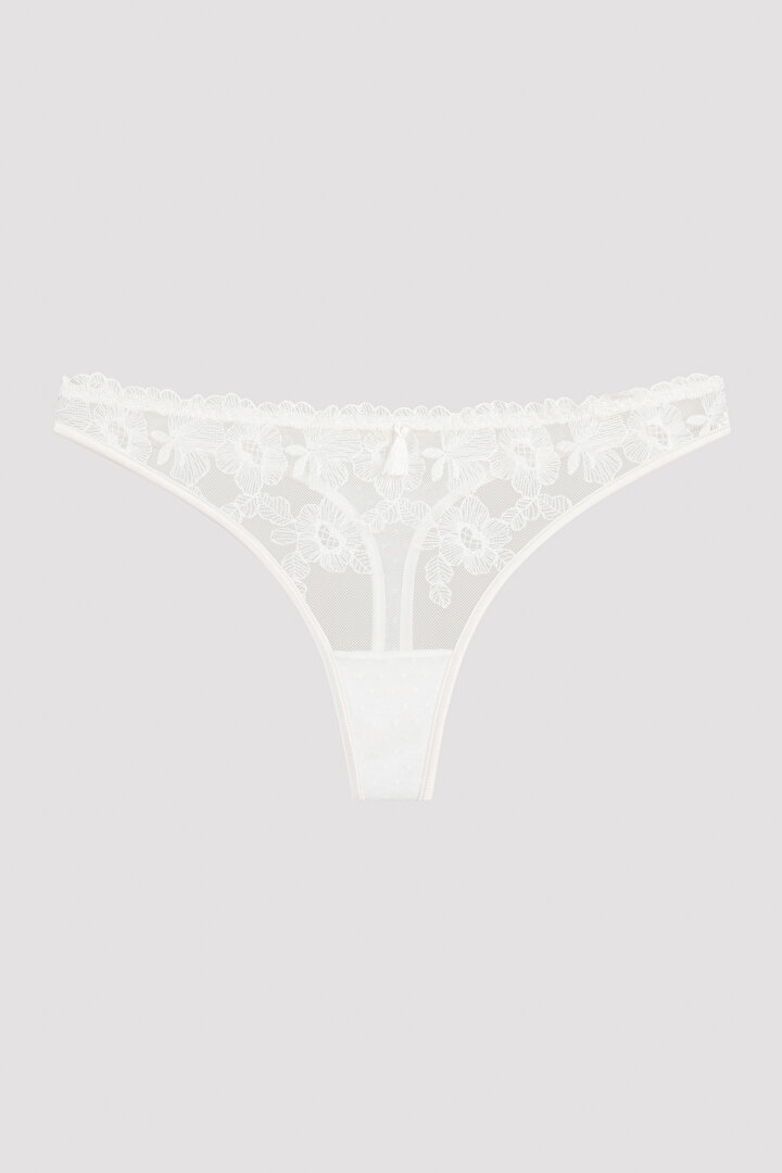 White Lotus Thong Panty PL2RUSI122SK-RBZ - White - Penti