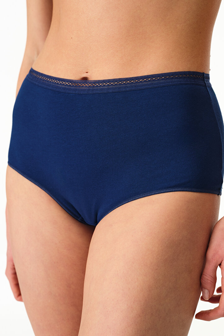 Lacivert Easy Pamuklu Trim Yüksek Bel Slip Külot - 1