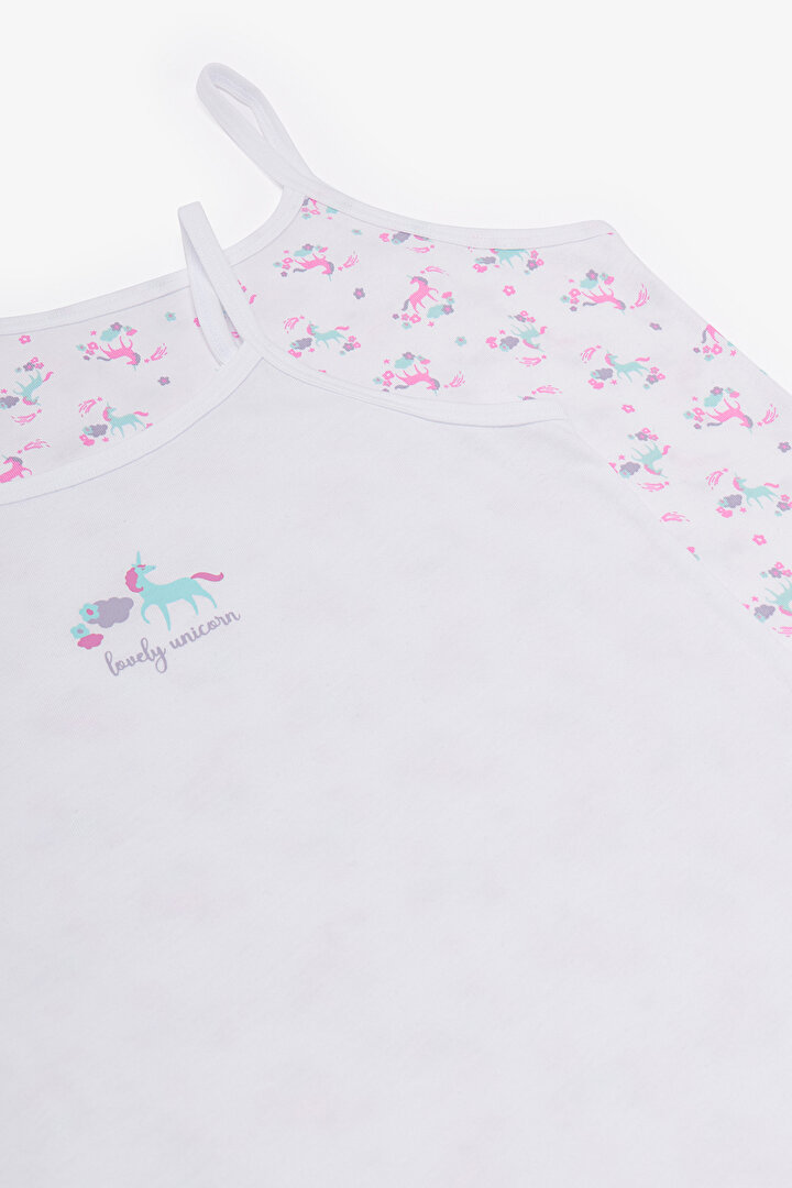 Kırık Beyaz Kız Çocuk Lovely Pamuklu 2'li Atlet - 2