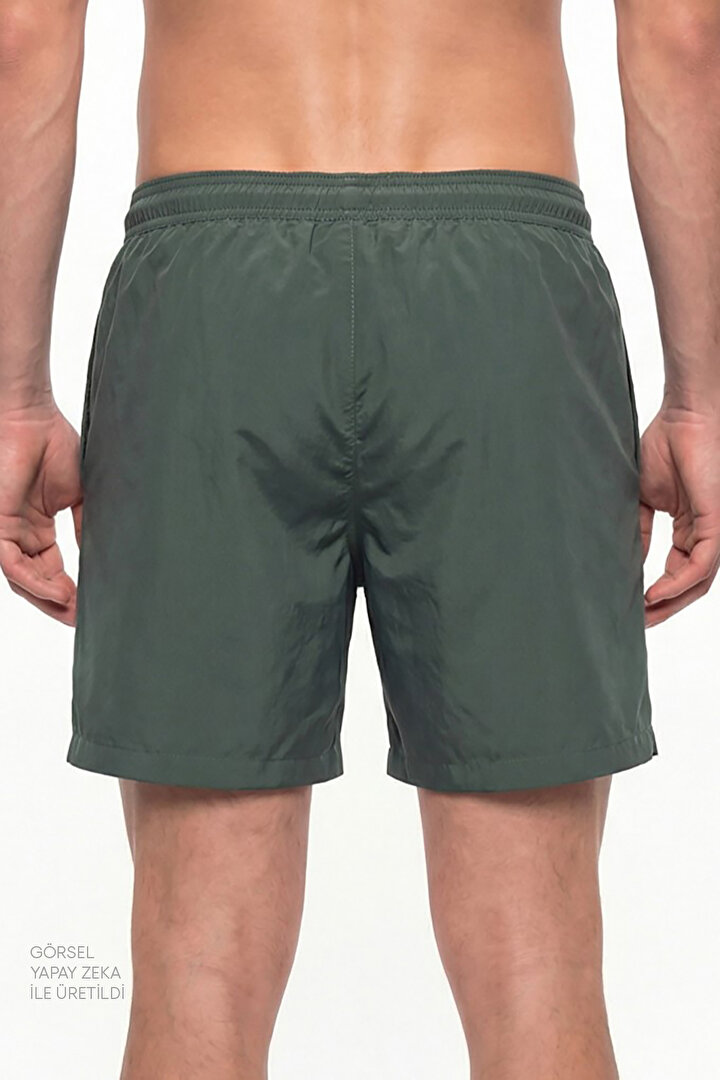 Erkek Kır Yeşili Basic Dark Green Şort - 2