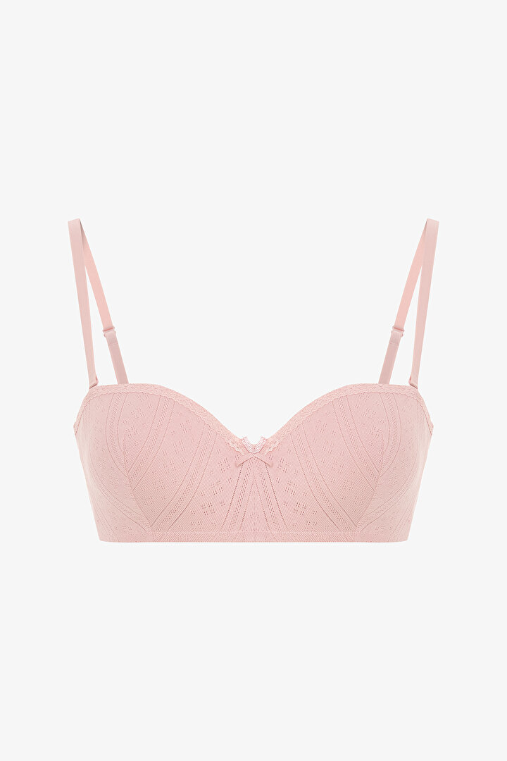 Pembe Lotus Straplez Pointel Sütyen - 1