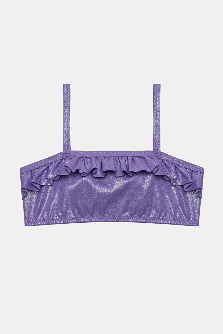Kız Çocuk Bandeau Parlak Mor Çok Renkli Bikini Takımı - 2