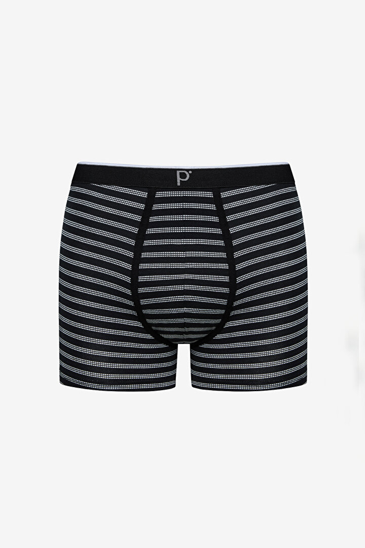 Erkek Pamuklu Siyah Çizgili Çok Renkli 3lü Boxer - 3