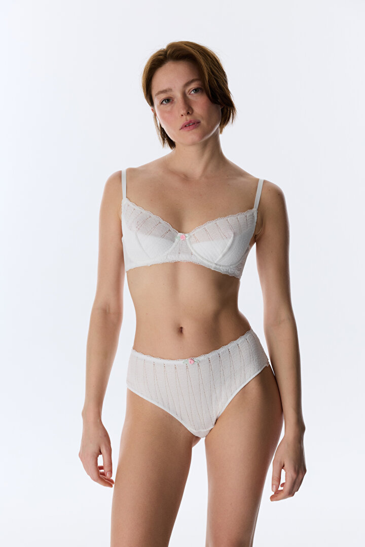 Kırık Beyaz Valeria Lace Dantel Sütyen - 2