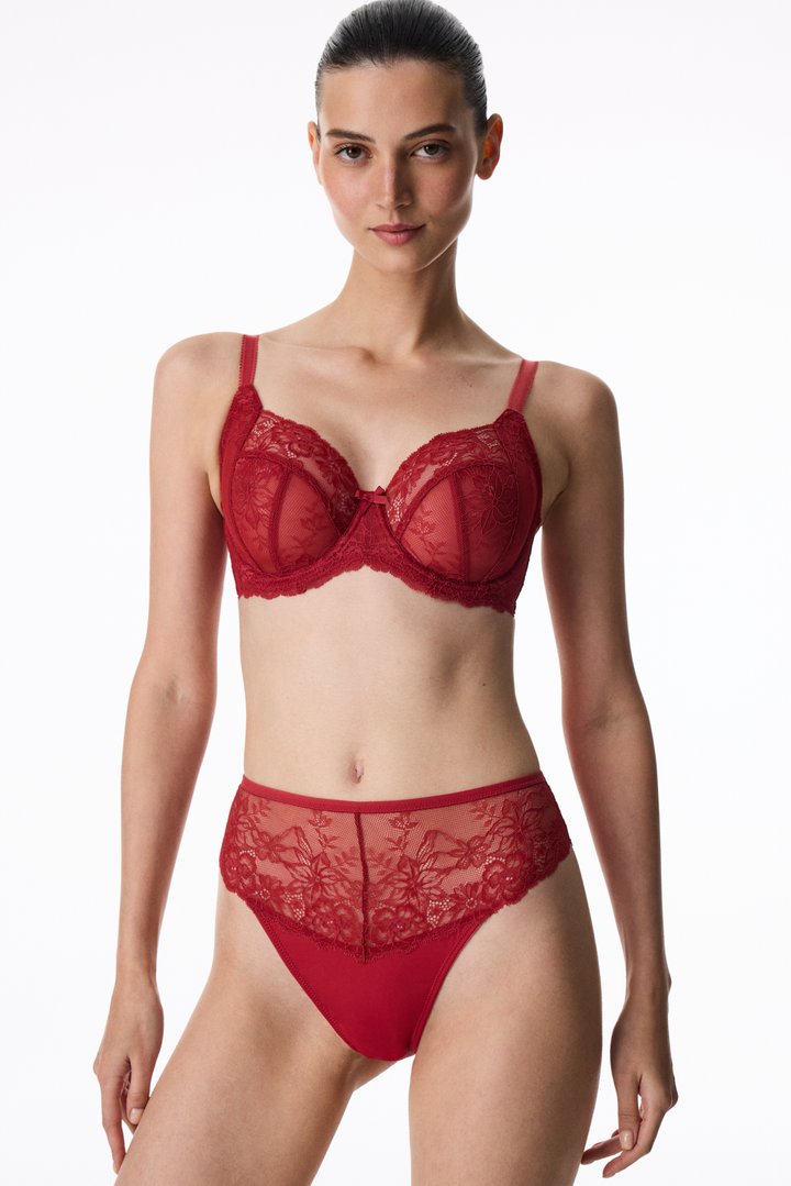 Red Daisy Form Floral Bra - 1