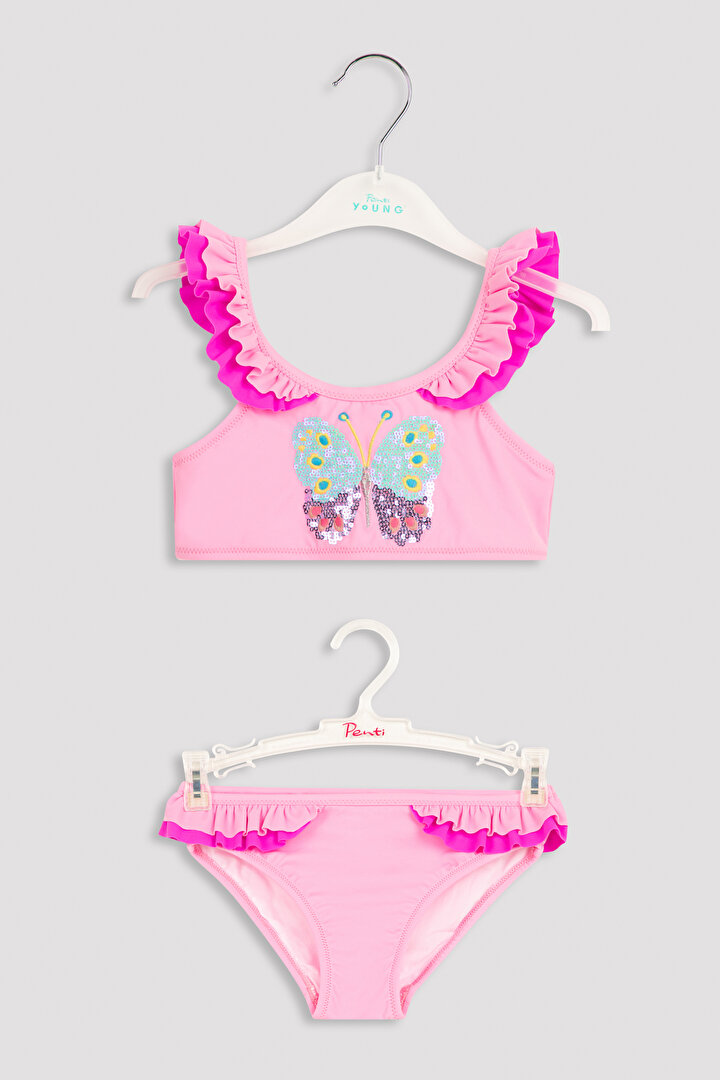 Kız Çocuk Butterfly Bandeau Bikini Takımı - 1