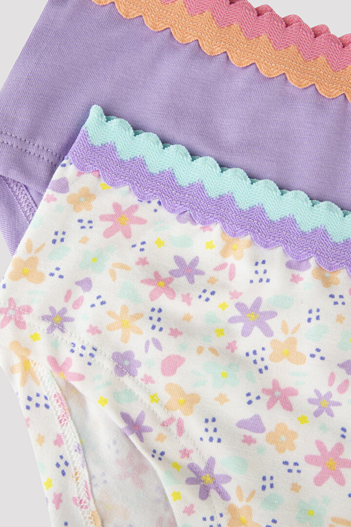 Kız Çocuk Renkli Çiçek Desenli 2li Hipster Külot - 4